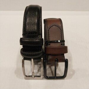 NEW FULL GRAIN LEATHER BELTS (2) 34" black & brown